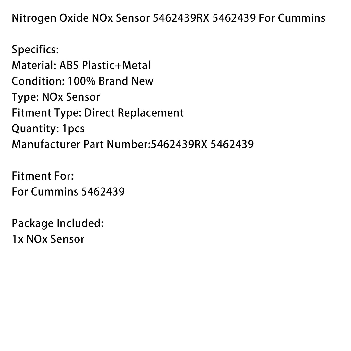 Sensore di ossido di azoto NOx Cummins 5462439RX 5462439