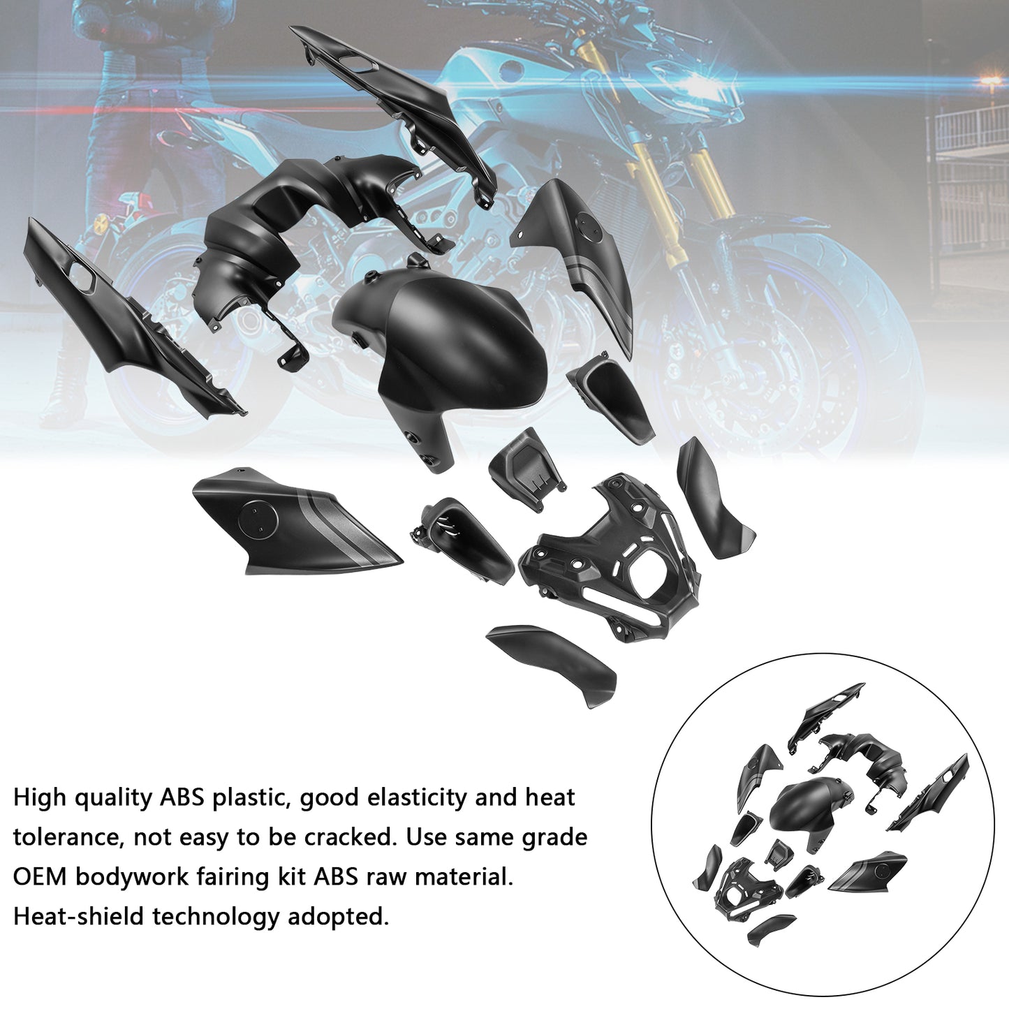 Kit carena carrozzeria iniezione ABS per Yamaha MT-09 / MT-09 SP 2021-2023