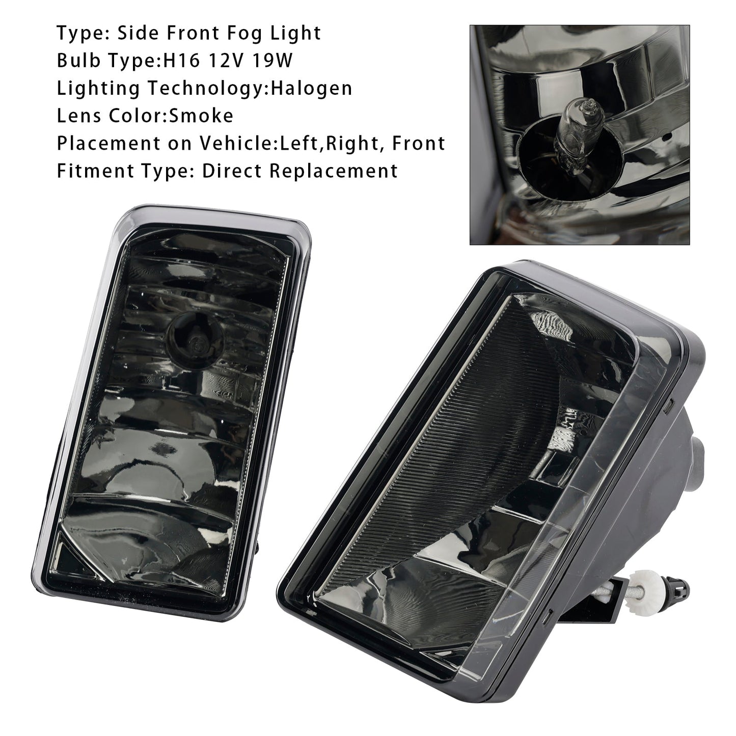 Coppia di fari fendinebbia anteriori con lampadine per Chevy Silverado 2007-2013, lenti fumé