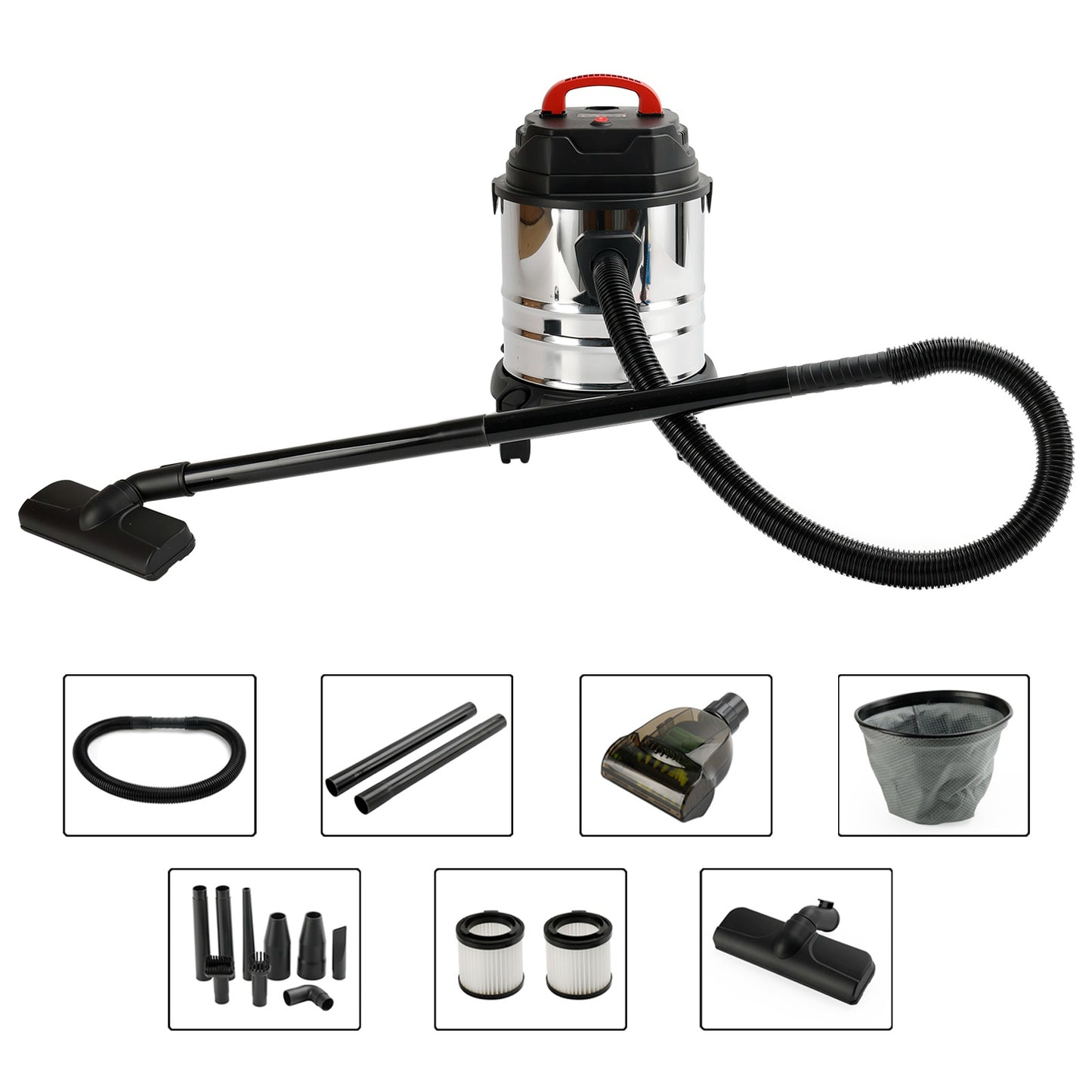 Aspirateur 1800W, aspirateur sec et humide, aspirateur industriel 18L Steel Stainless