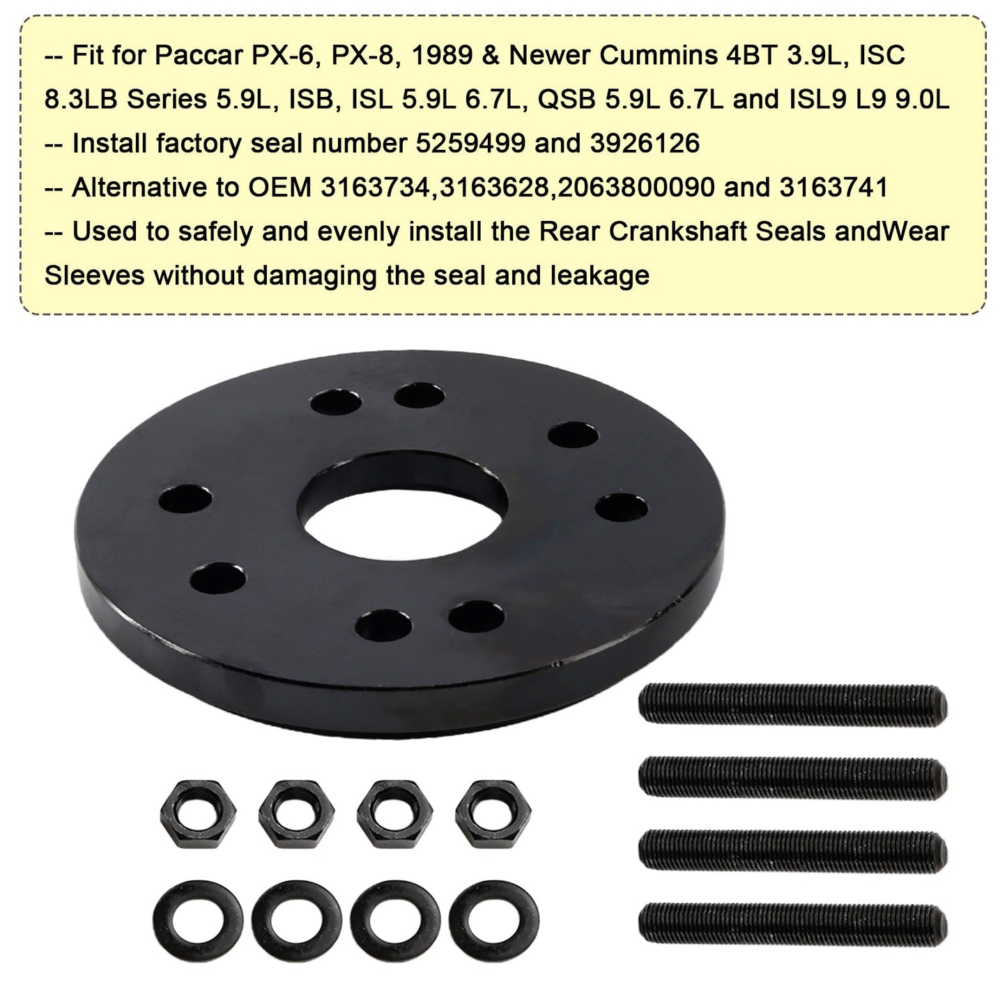 Strumento di rimozione e installazione del paraolio del'albero motore anteriore e posteriore Cummins 3.9L 5.9L 6.7L 1989-2016