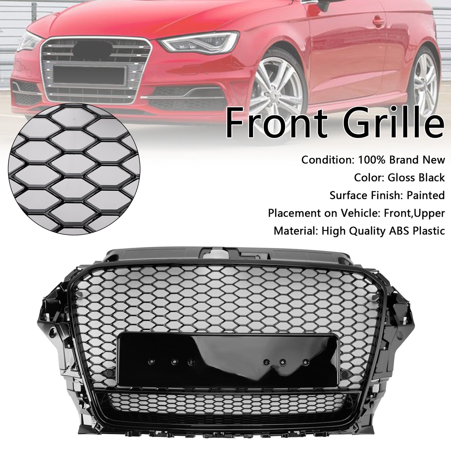 Per Audi A3 S3 2013-2016 Griglia per paraurti anteriore Henycomb stile RS3