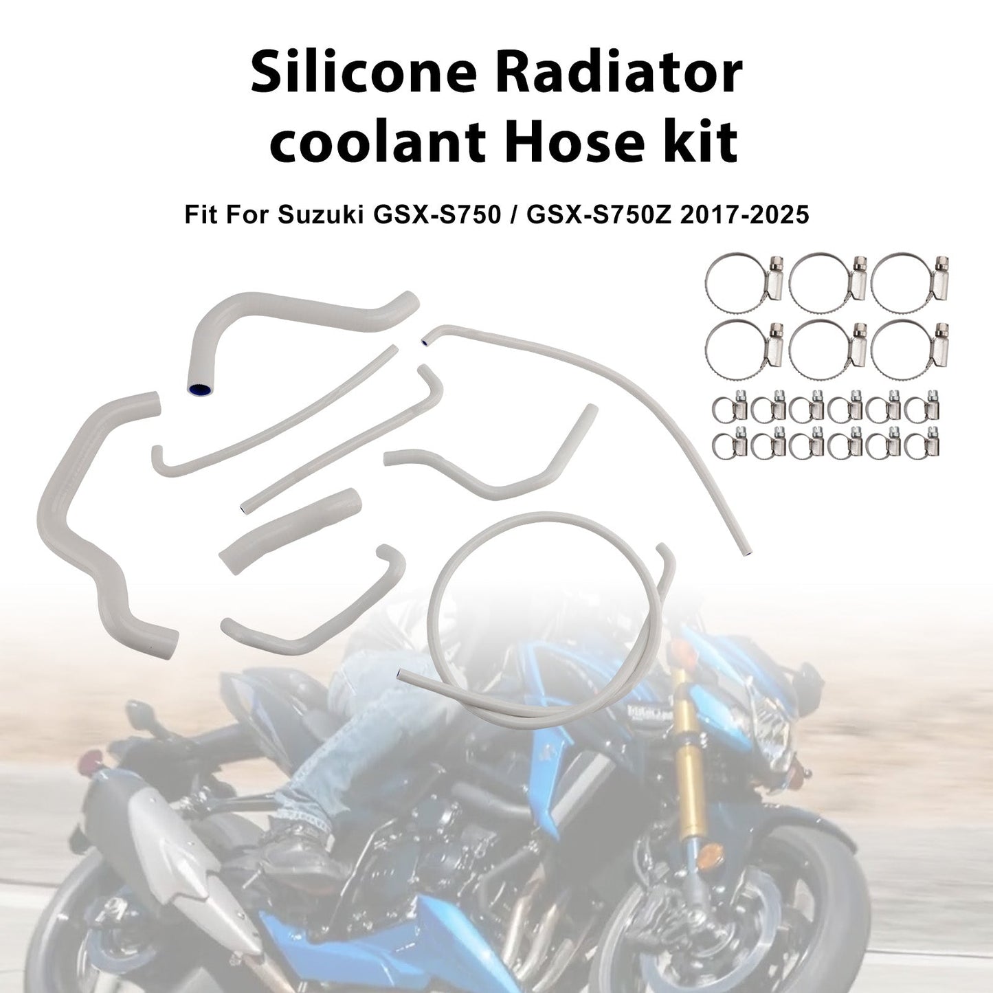 Kit di tubi flessibili in silicone per il liquido di raffreddamento del radiatore per Suzuki GSX-S750/Z 2017-2025