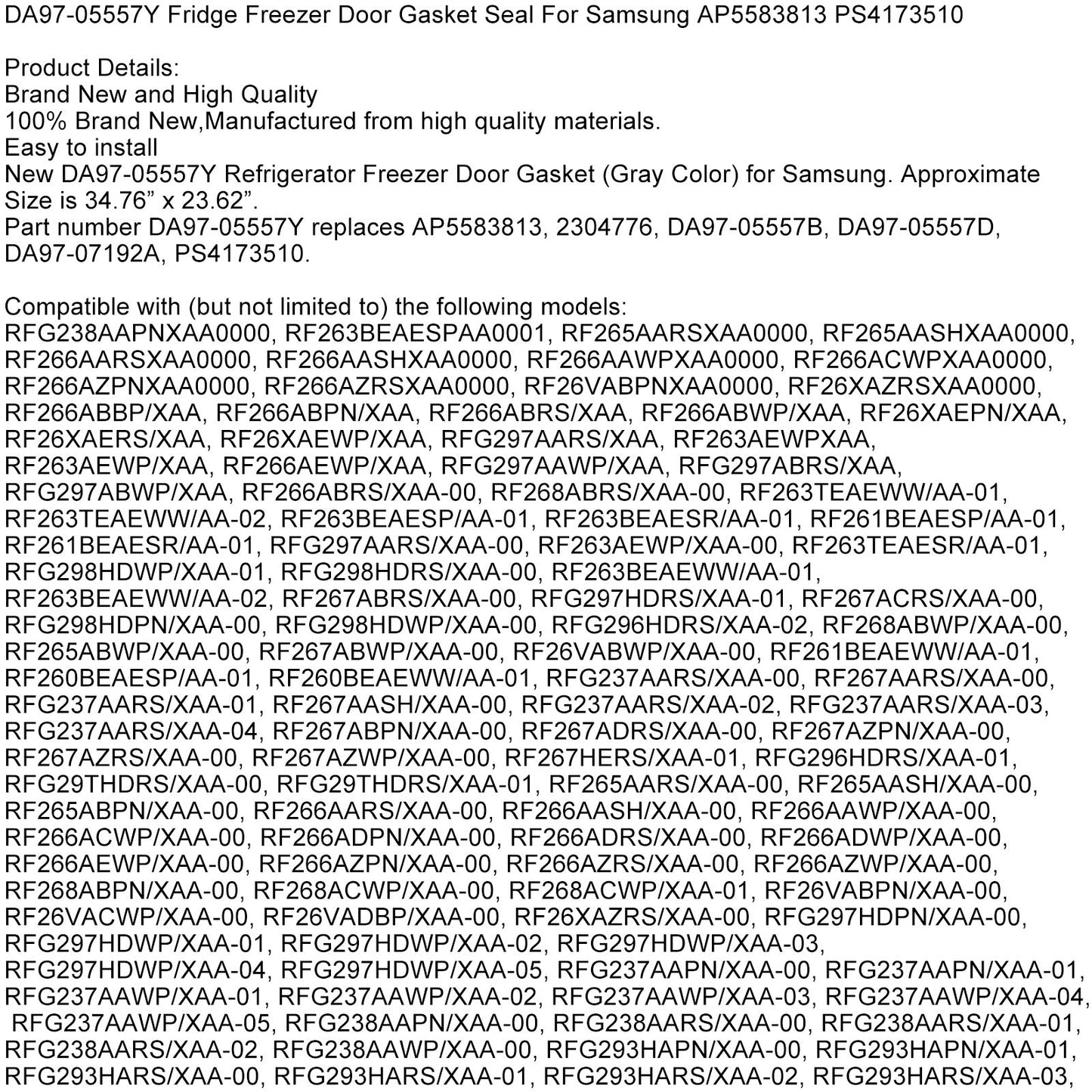 DA97-05557Y Guarnizione porta frigorifero congelatore per Samsung AP5583813 PS4173510