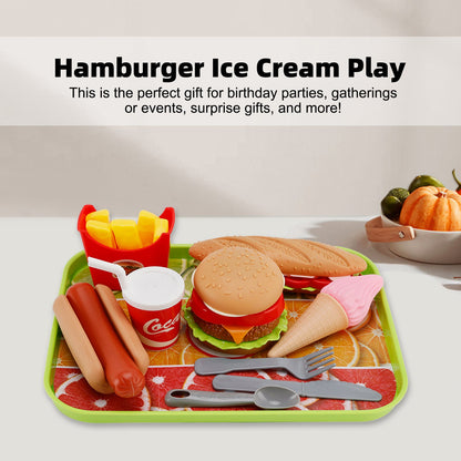 Set di giocattoli per bambini, giocattolo da cucina per bambini, hamburger e gelato