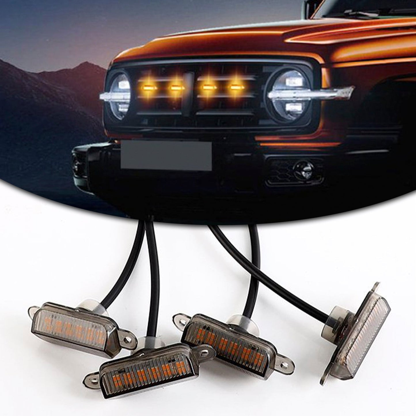 6 pezzi di illuminazione a LED RGB per griglia anteriore con controller APP per veicoli SUV fuoristrada