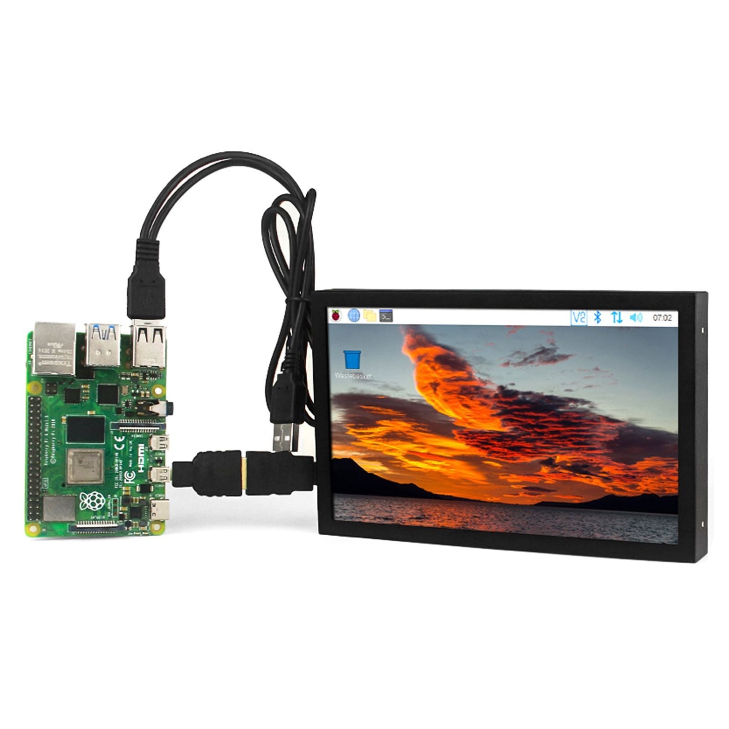 Schermo di monitoraggio per PC Raspberry Pi con display IPS HD da 7 pollici, interfaccia VGA/AV/HDMI