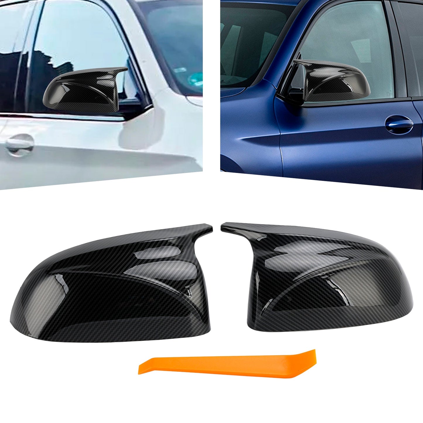 Copri specchietti retrovisori esterni in fibra di carbonio lucida per BMW x3/x4/ix3 2018-2022, 2 pezzi