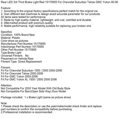 Luce di stop posteriore a LED rossa 15170955 per Chevrolet Suburban 00-06