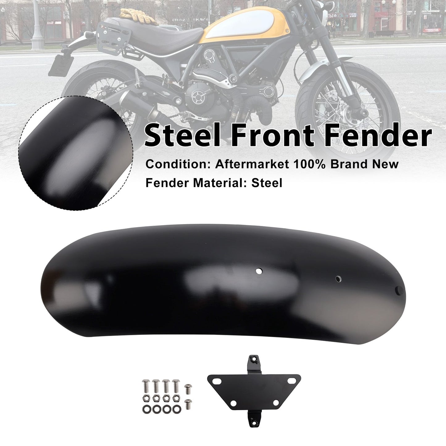 Parafango anteriore in acciaio per Ducati Scrambler 800 (Desert Sled/Nightshift/Full Throttle/Icon/Icon Dark/Urban Motard) 2015-2025