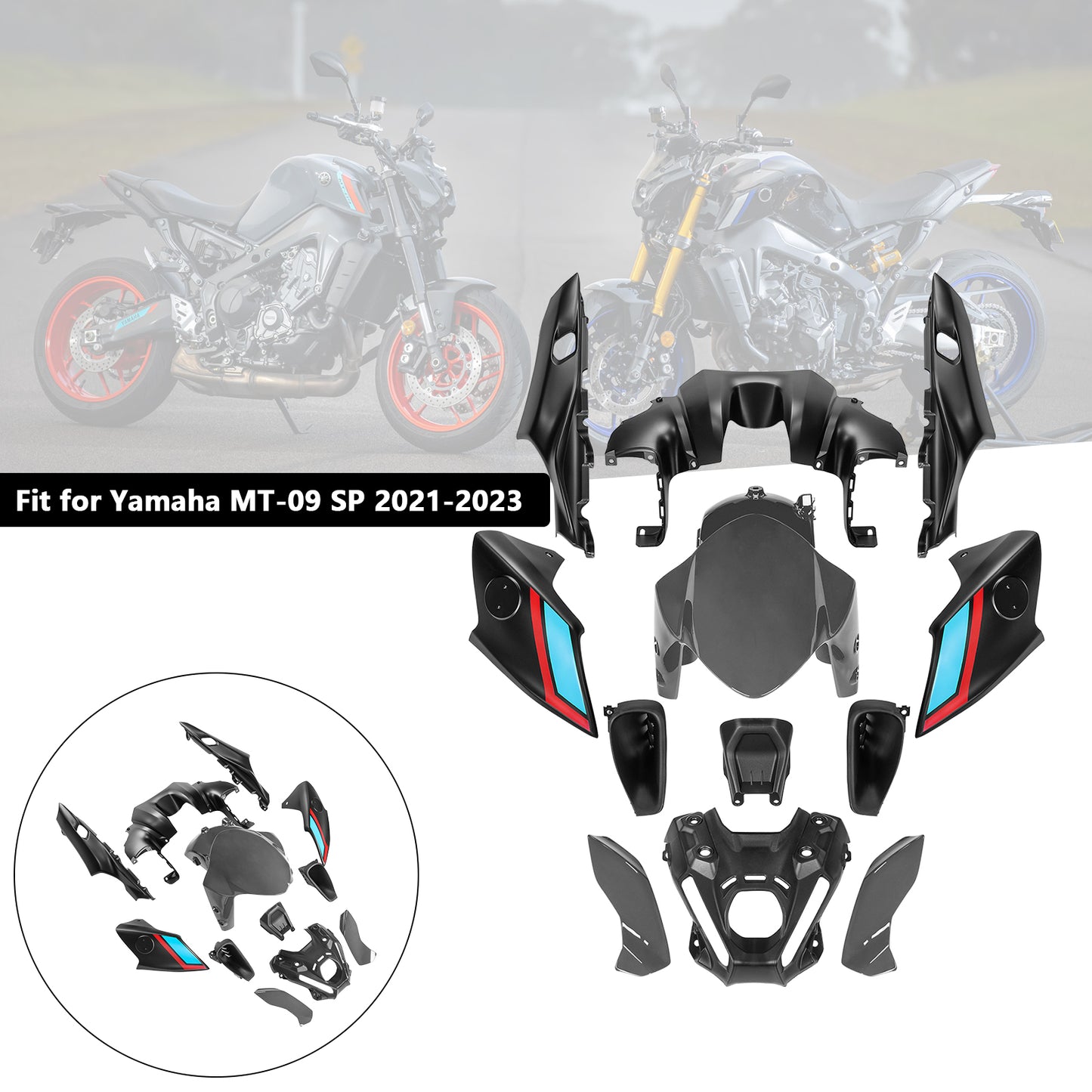 Kit carena carrozzeria iniezione ABS per Yamaha MT-09 / MT-09 SP 2021-2023