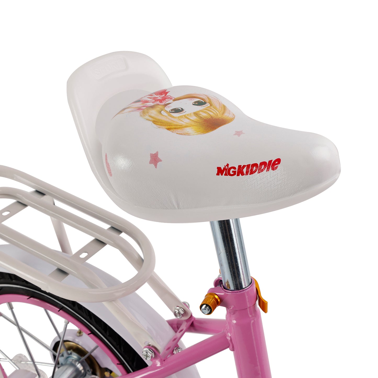 Bicicletta da principessa per bambini da 18" per ragazze, con ruote da allenamento rimovibili, rosa/viola