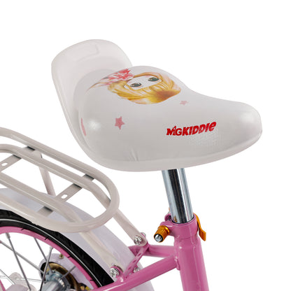 Bicicletta da principessa per bambini da 18" per ragazze, con ruote da allenamento rimovibili, rosa/viola