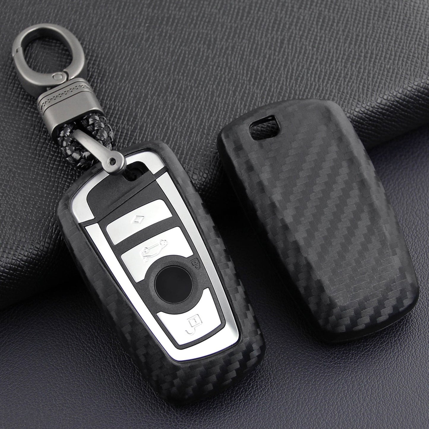 Custodia in pelle e silicone per chiave auto con fibbia per BMW Square