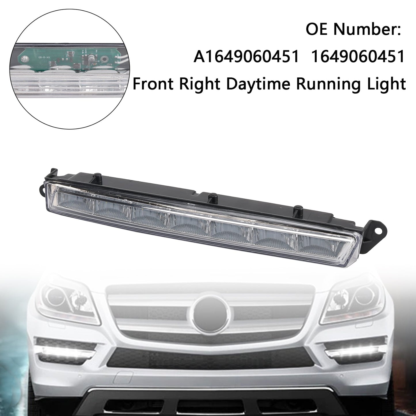 Luce diurna a LED anteriore destra Mercedes-Benz X164 GL320 GL350 GL450 ML63 AMG X166 2007-2013 A1649060451