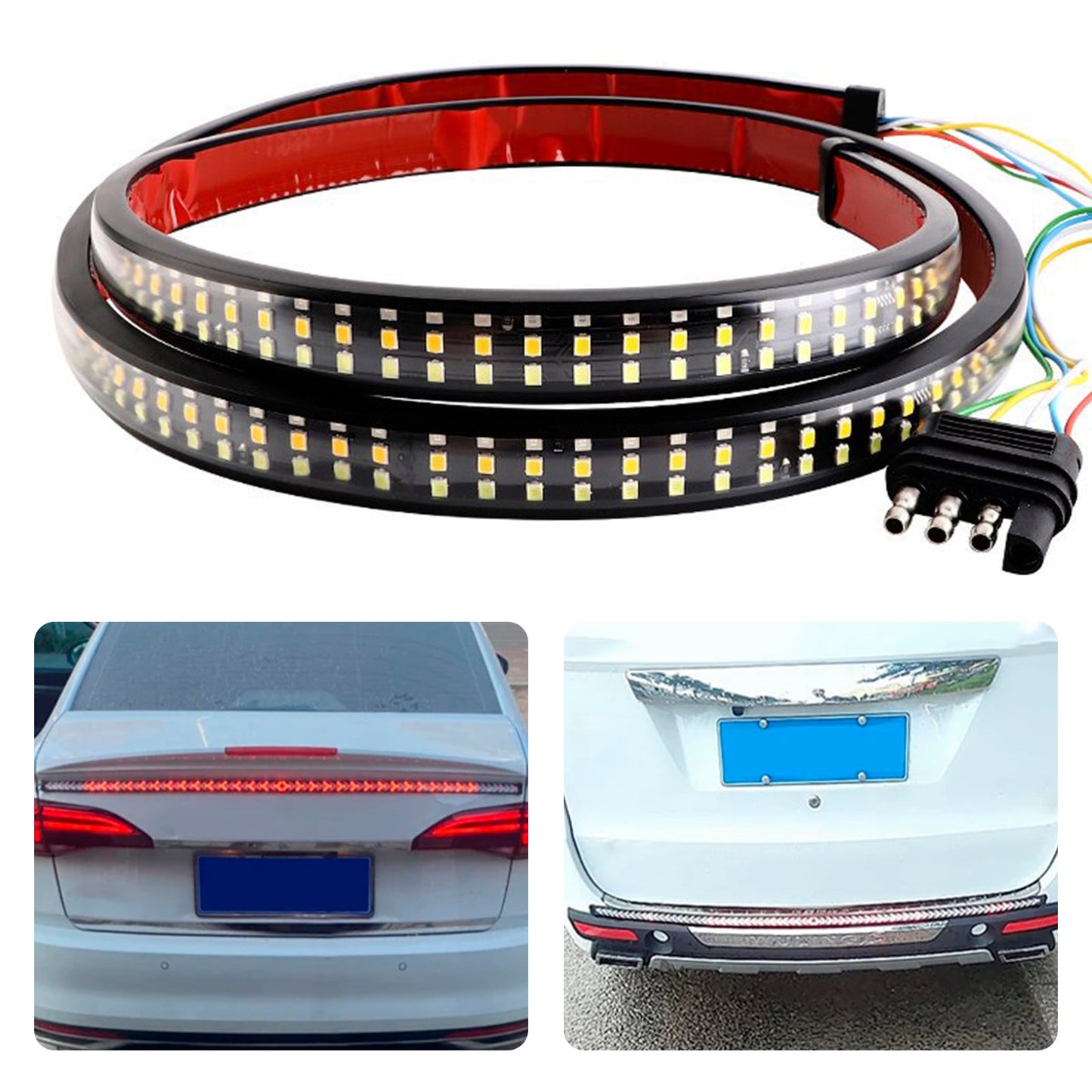 Striscia di luci posteriori a LED per auto e camion, indicatori di direzione dinamici, tre file da 1,2 metri