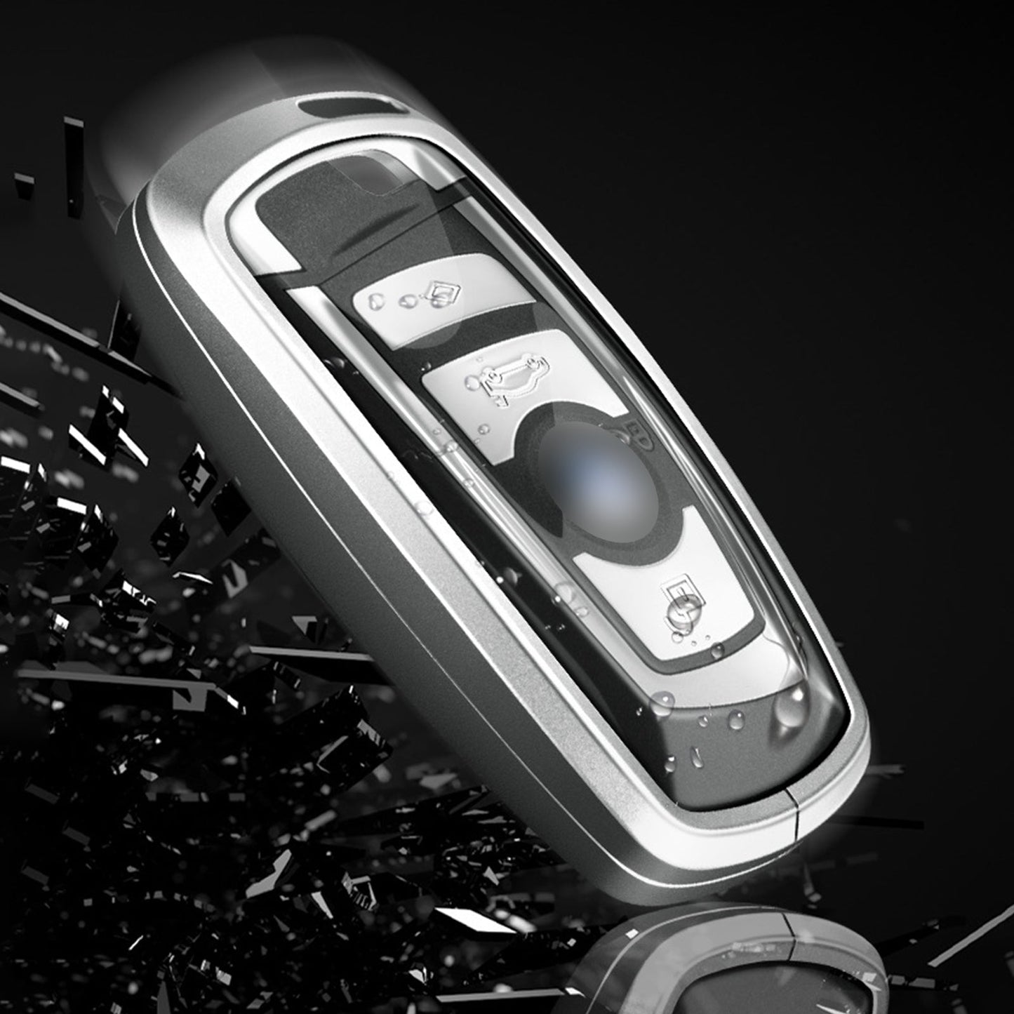 Custodia per chiave auto in TPU argentato in lega di alluminio con fibbia per Ford