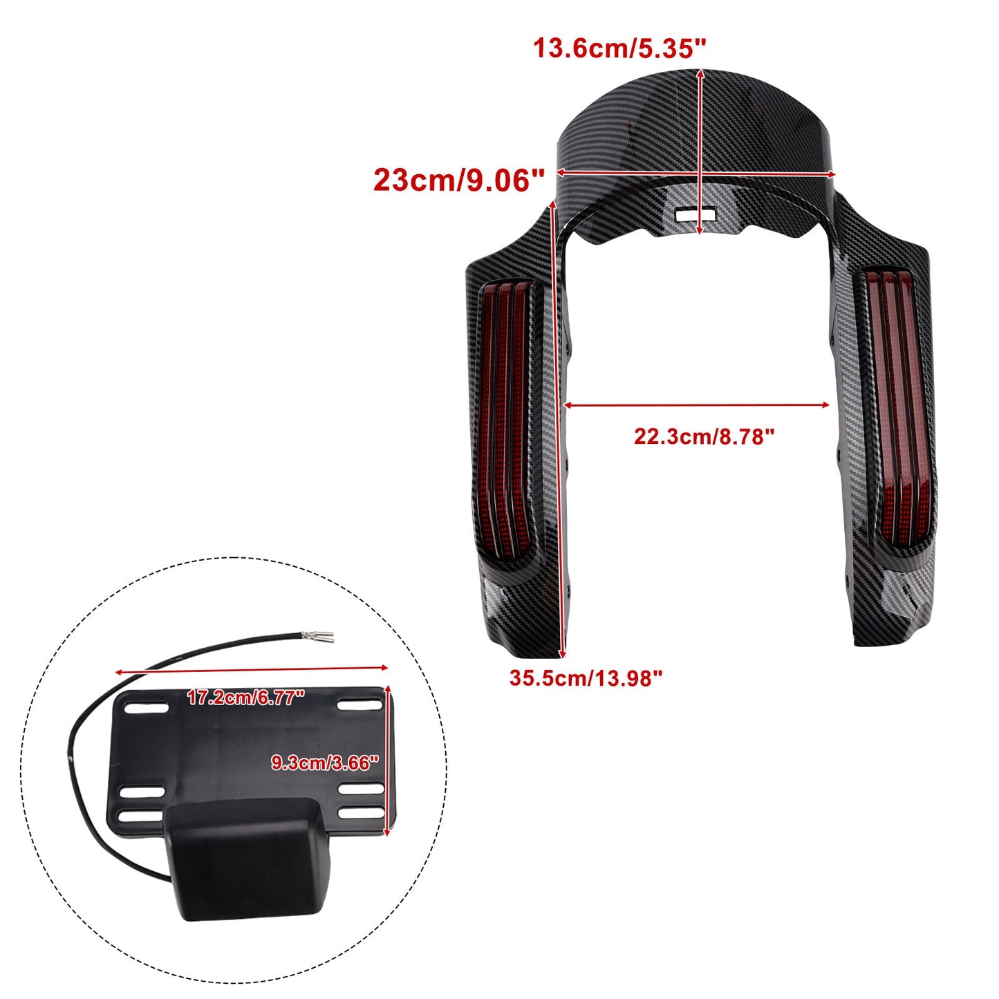 Faro posteriore a LED per parafango, compatibile con Touring Road King FLHR Street Glide 14+