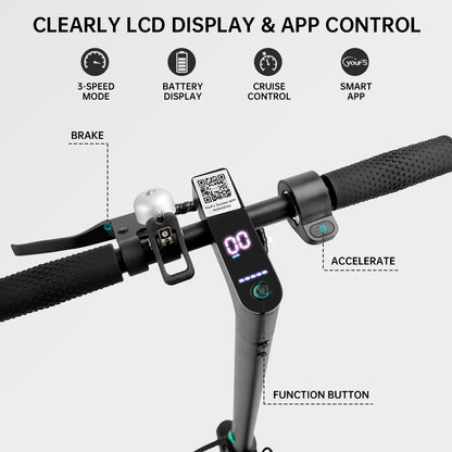 8,5 "Scooter elettrico pieghevole con app 350W 35 km Range 30 km/h Città pendola