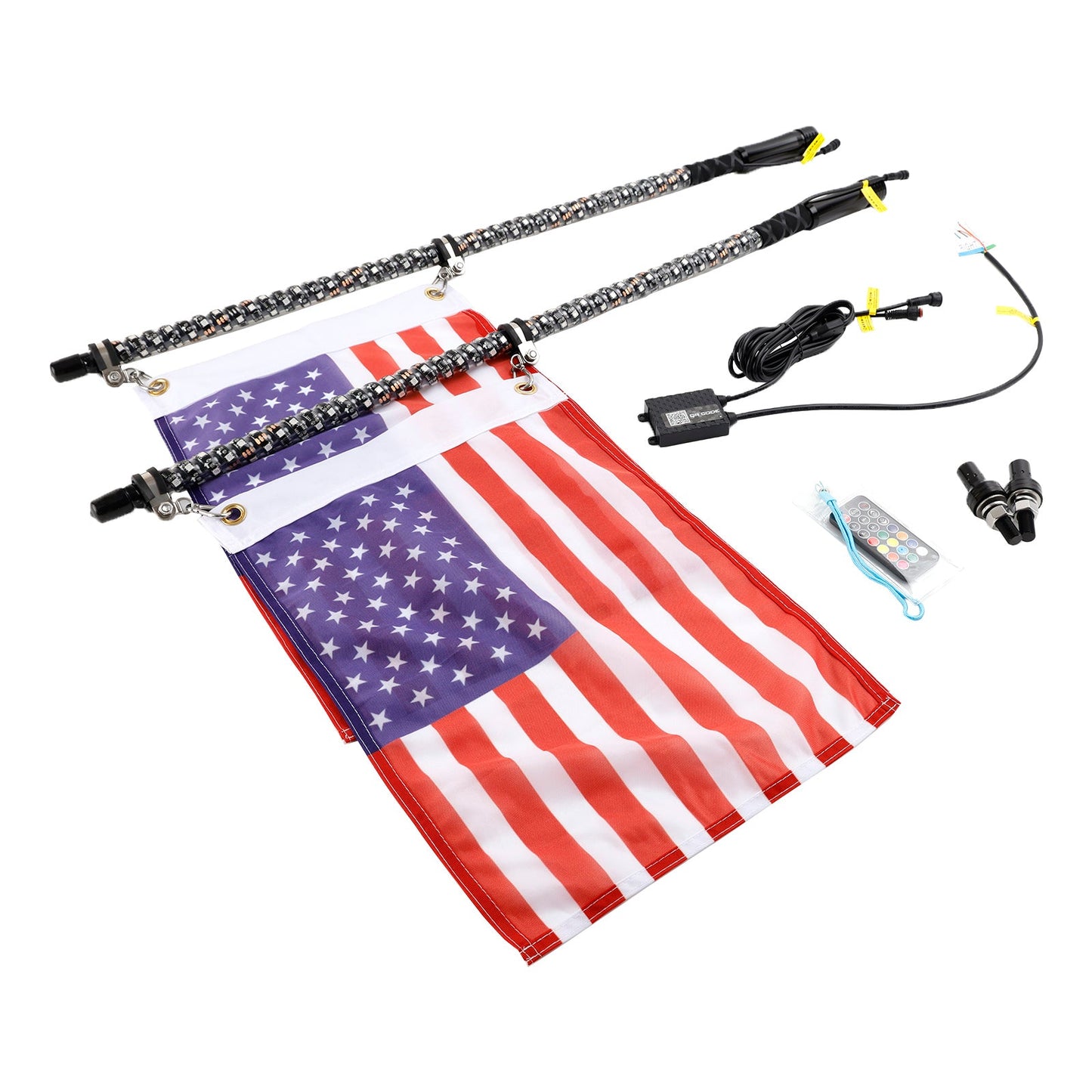Antenna con luci a frusta LED RGB da 2 piedi con telecomando per bandiera per Polaris RZR UTV ATV