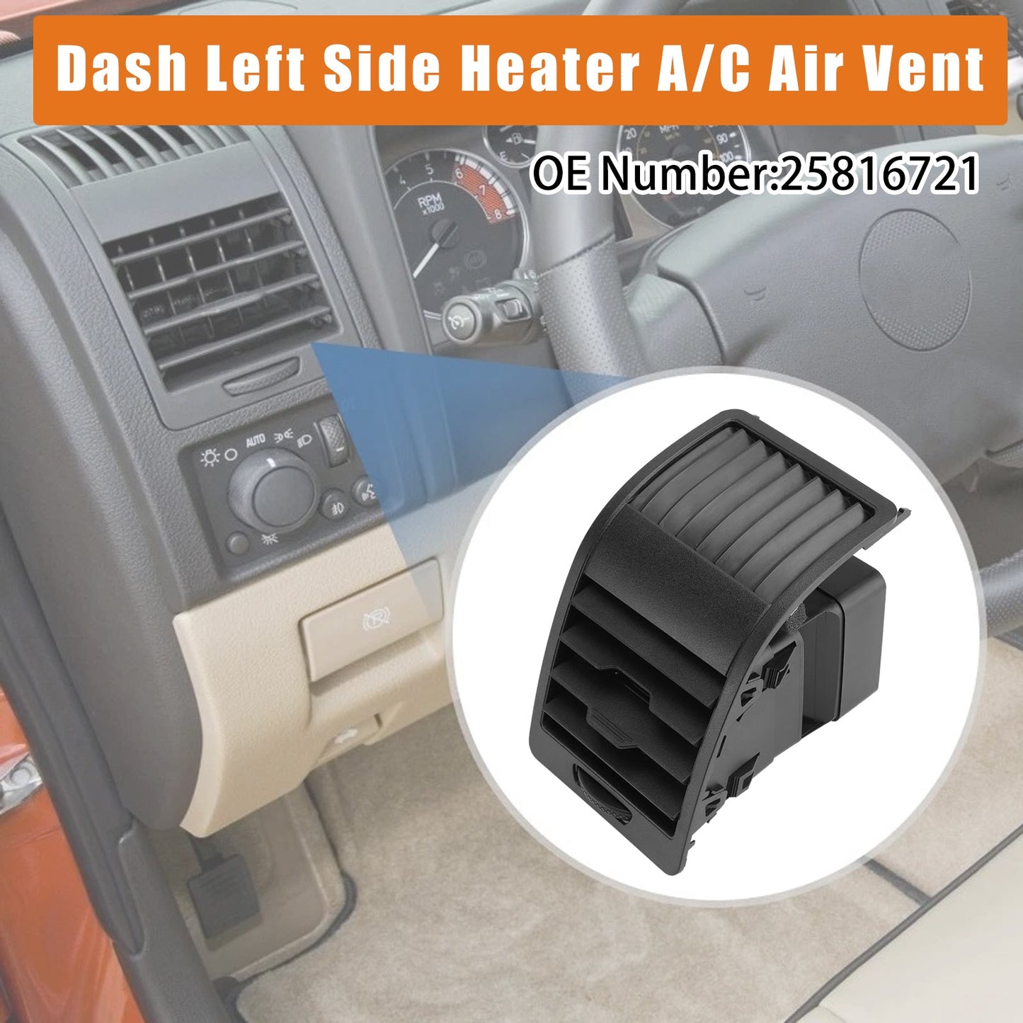 Griglia di uscita aria condizionata/riscaldamento lato sinistro del cruscotto, compatibile con Hummer H3 H3T 2006-2010