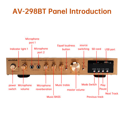 Amplificatori 2000W 5CH Amplificador HiFi Stereo AV Surround Amplificatore SD FM