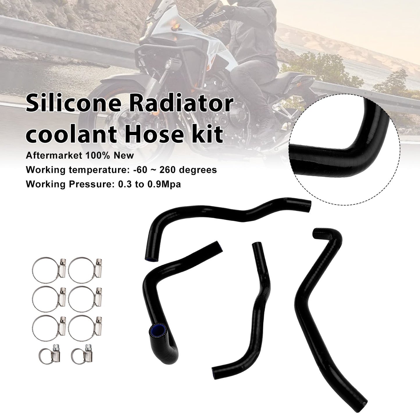 Tubo flessibile in silicone per liquido di raffreddamento del radiatore per Honda NX400 NX500 CB500 CB500F/X/R
