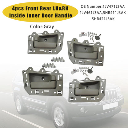 4 pezzi Maniglia interna porta anteriore posteriore sinistra e destra grigia per Jeep Grand Cherokee 2005-2011
