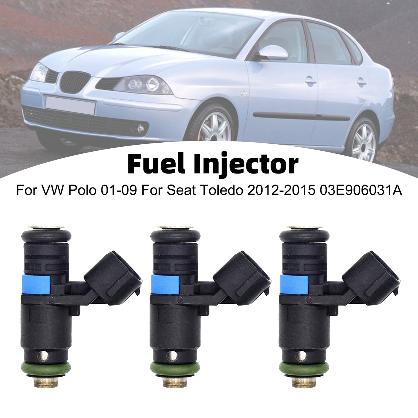 3 iniettori di carburante per VW Polo 01-09 e Seat Toledo 2012-2015 03E906031A