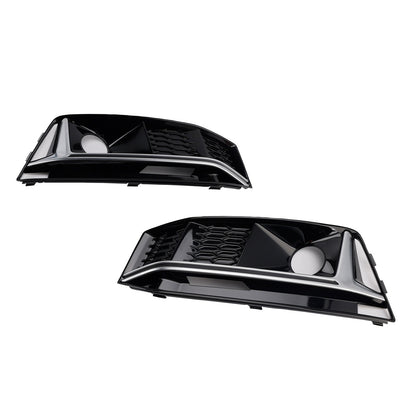 Griglia fendinebbia paraurti anteriore cromata nera (2 pezzi) per Audi A4 B9 S4 2016-2019 (2 pezzi)
