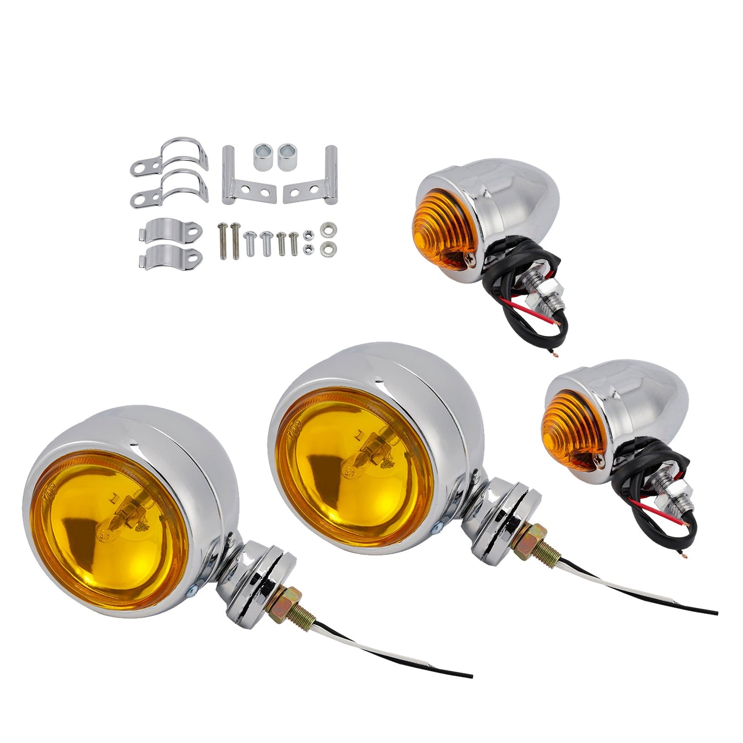 Faro fendinebbia cromato personalizzato per moto #D20 per Bobber Chopper da corsa
