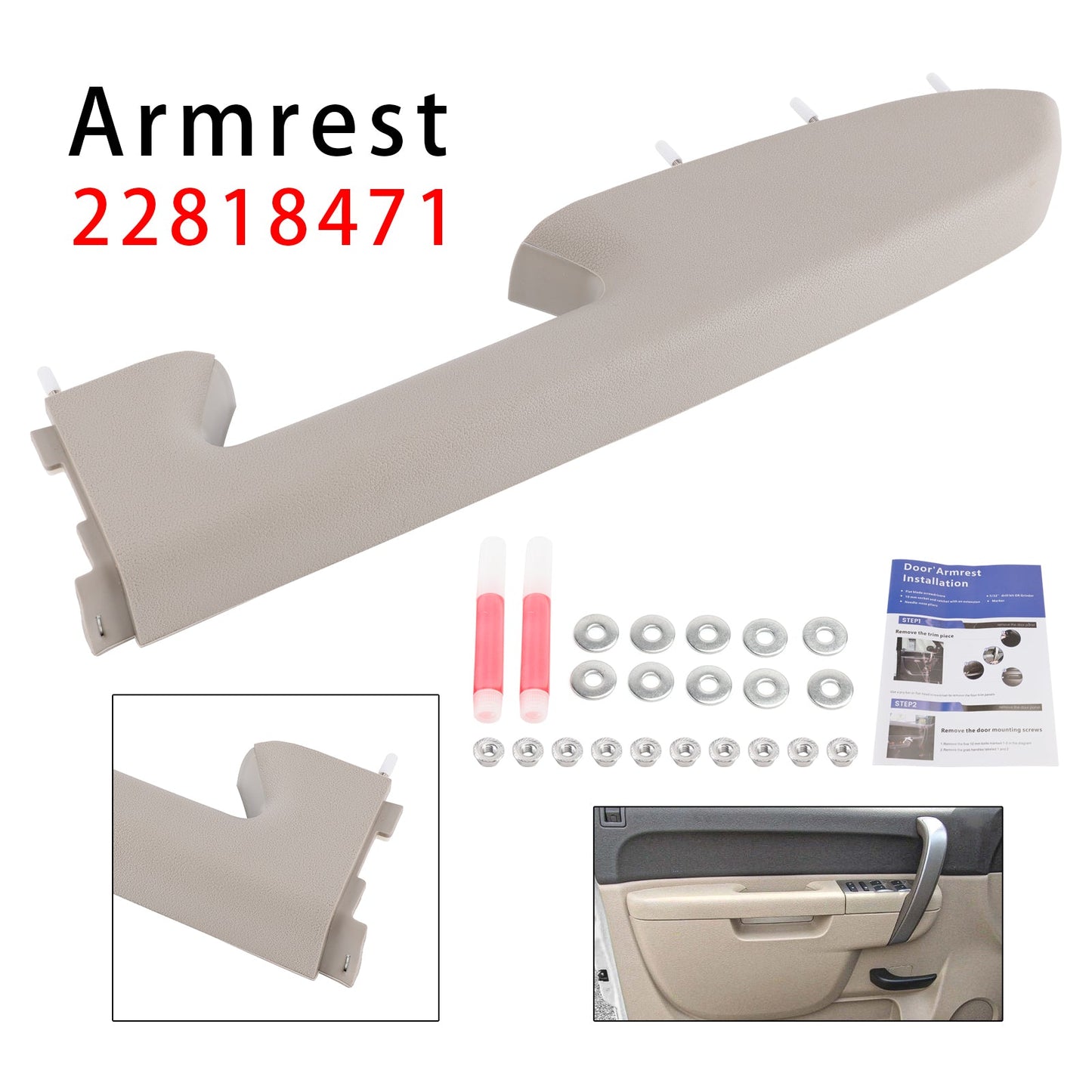 Kit di riparazione per bracciolo anteriore destro per Chevy Silverado 1500 2500HD 2010-2014, colore grigio.