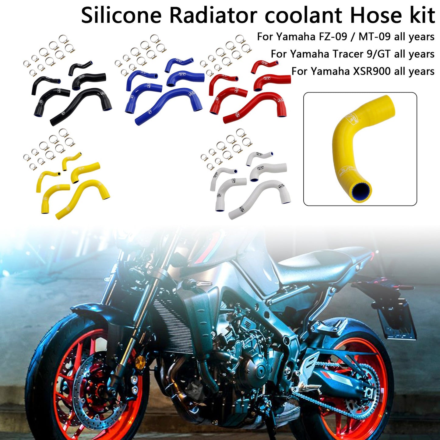 Yamaha MT-09 XSR900 Tracer 9/GT tutti gli anni Tubo refrigerante radiatore in silicone