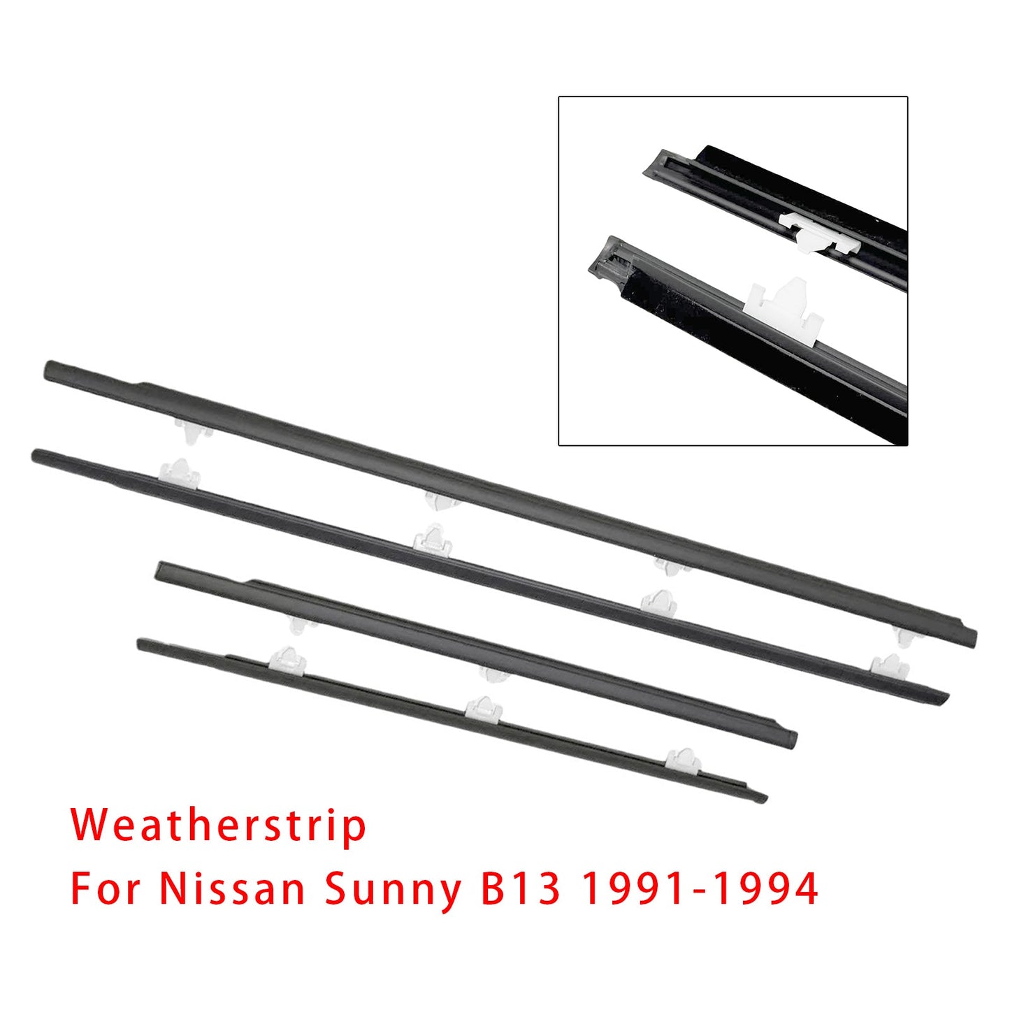 4 guarnizioni per finestrini per Nissan Sunny B13 1991-1994