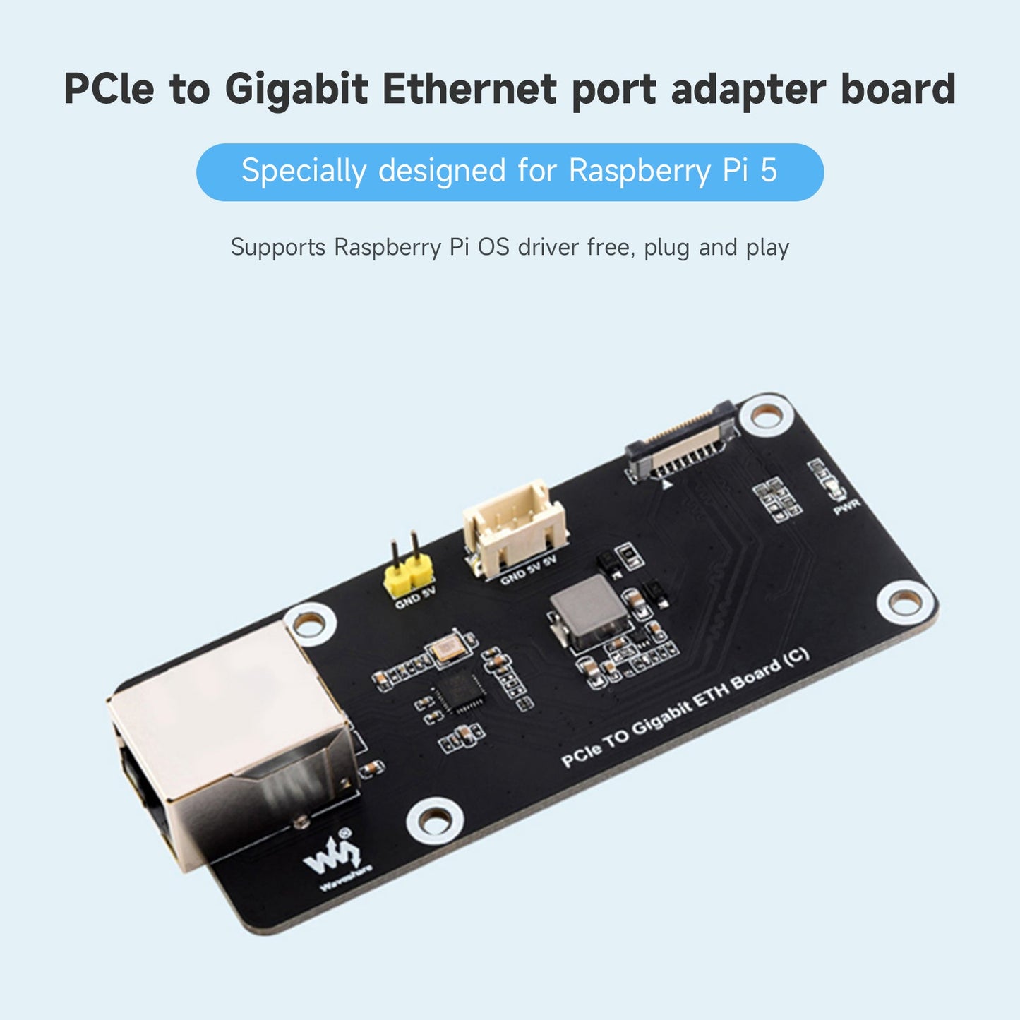 Scheda adattatore porta Raspberry Pi5 5B PCIe a Gigabit Ethernet senza driver del sistema operativo