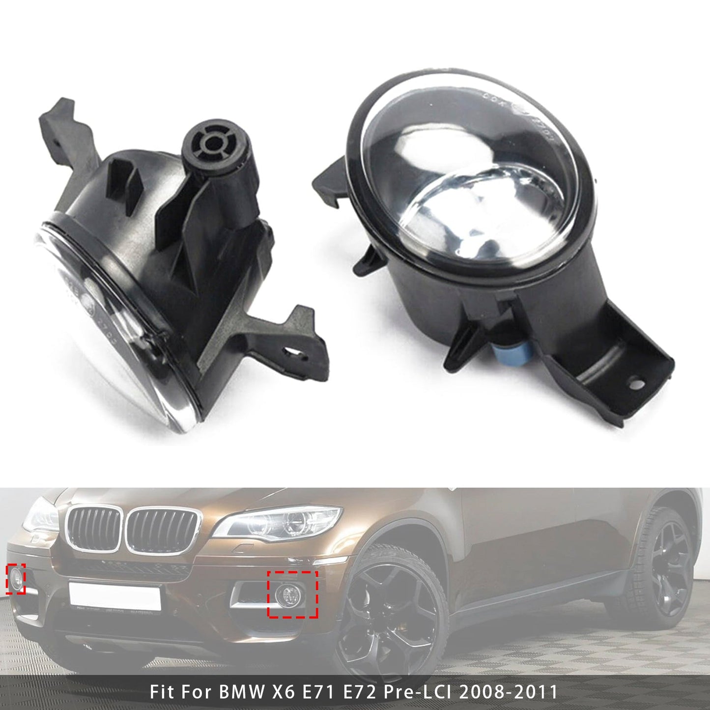 Coppia di fari fendinebbia anteriori senza lampadine per BMW X6 E71 E72 2008-2011 63177187631