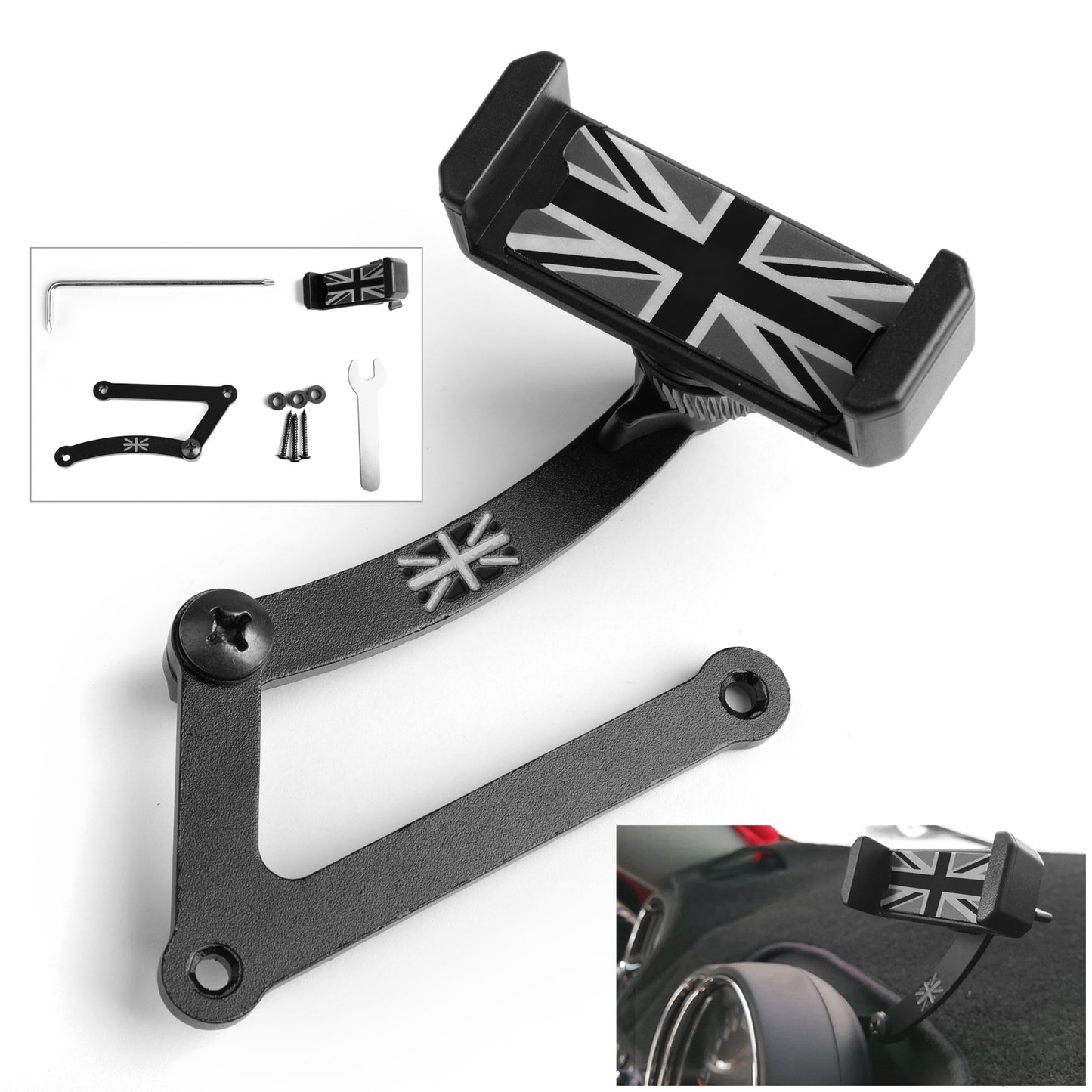Per Mini Cooper F54/55/56/57/60 Union Jack Car Cell Phone Mount Folding Holder