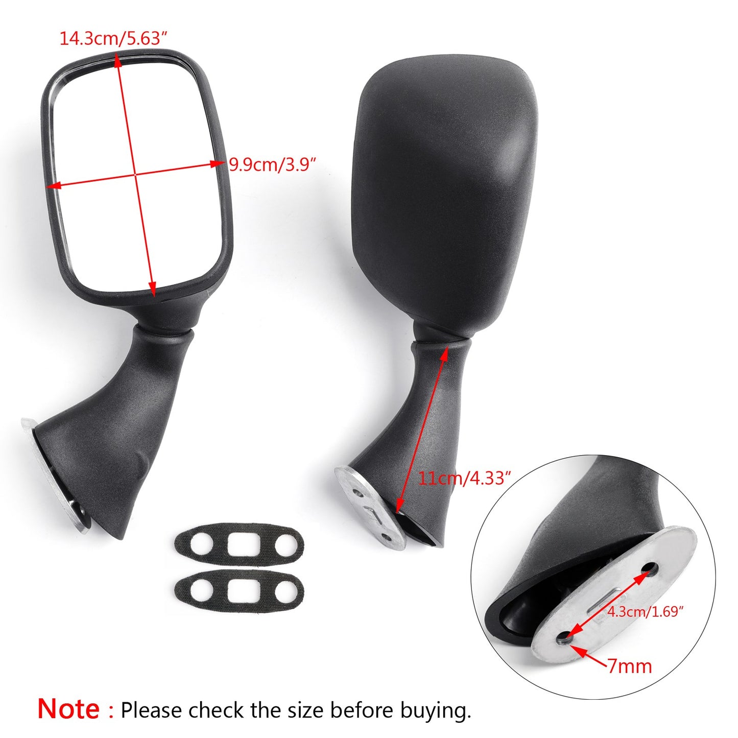 Specchi per Suzuki GSXR 600 750 1000 2001-2002 Hayabusa GSXR 1300 99-10 NERO