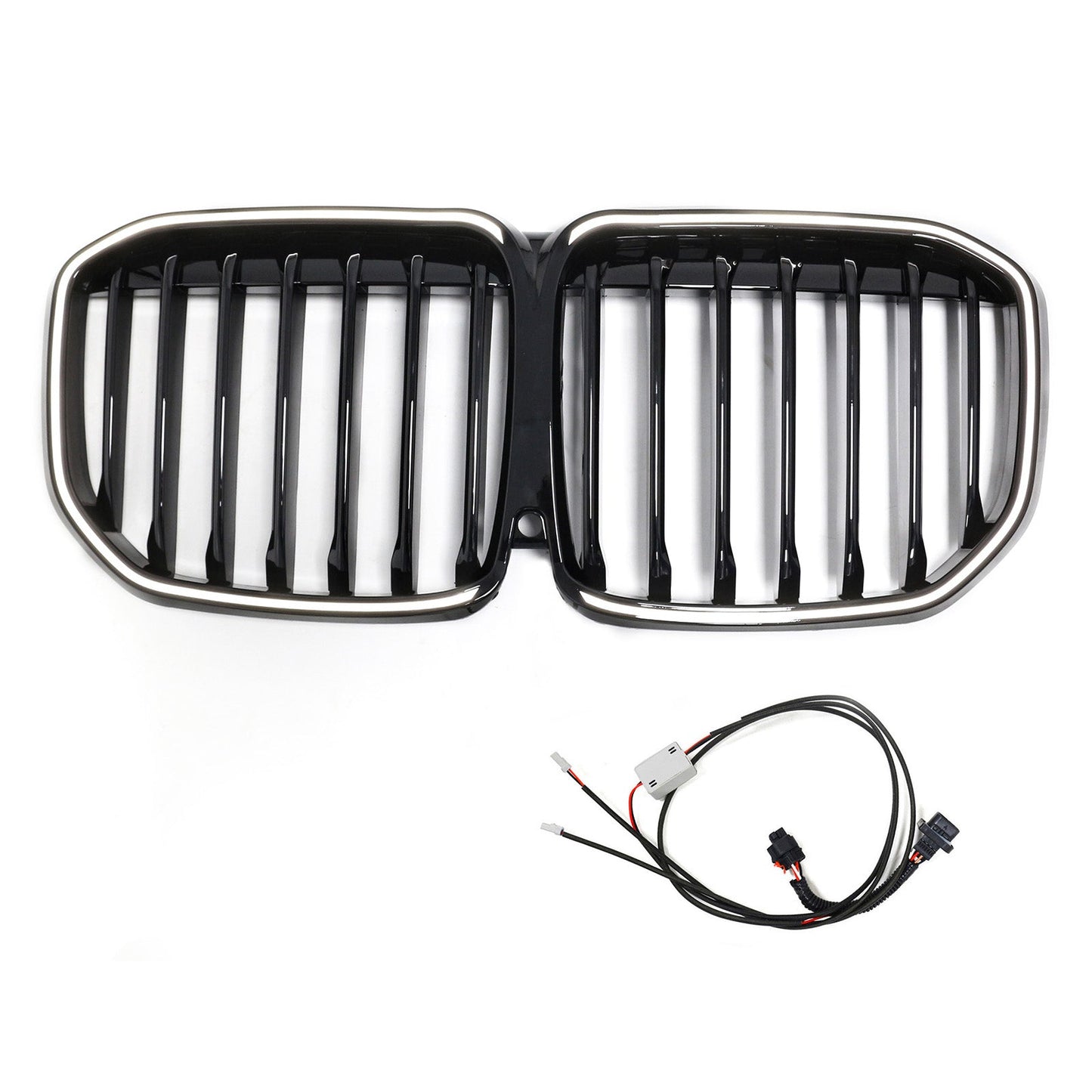 Griglia anteriore a doppio rene nera lucida a lamella singola per BMW X7 G07 2019-2022