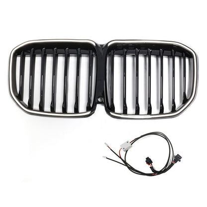 Griglia anteriore a doppio rene nera lucida a lamella singola per BMW X7 G07 2019-2022