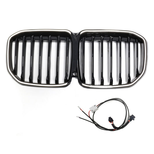 Griglia anteriore a doppio rene nera lucida a lamella singola per BMW X7 G07 2019-2022