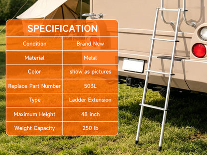 Estensione universale per scala RV in alluminio da 48"" 503L per tutte le scale RV con tubo da 1""