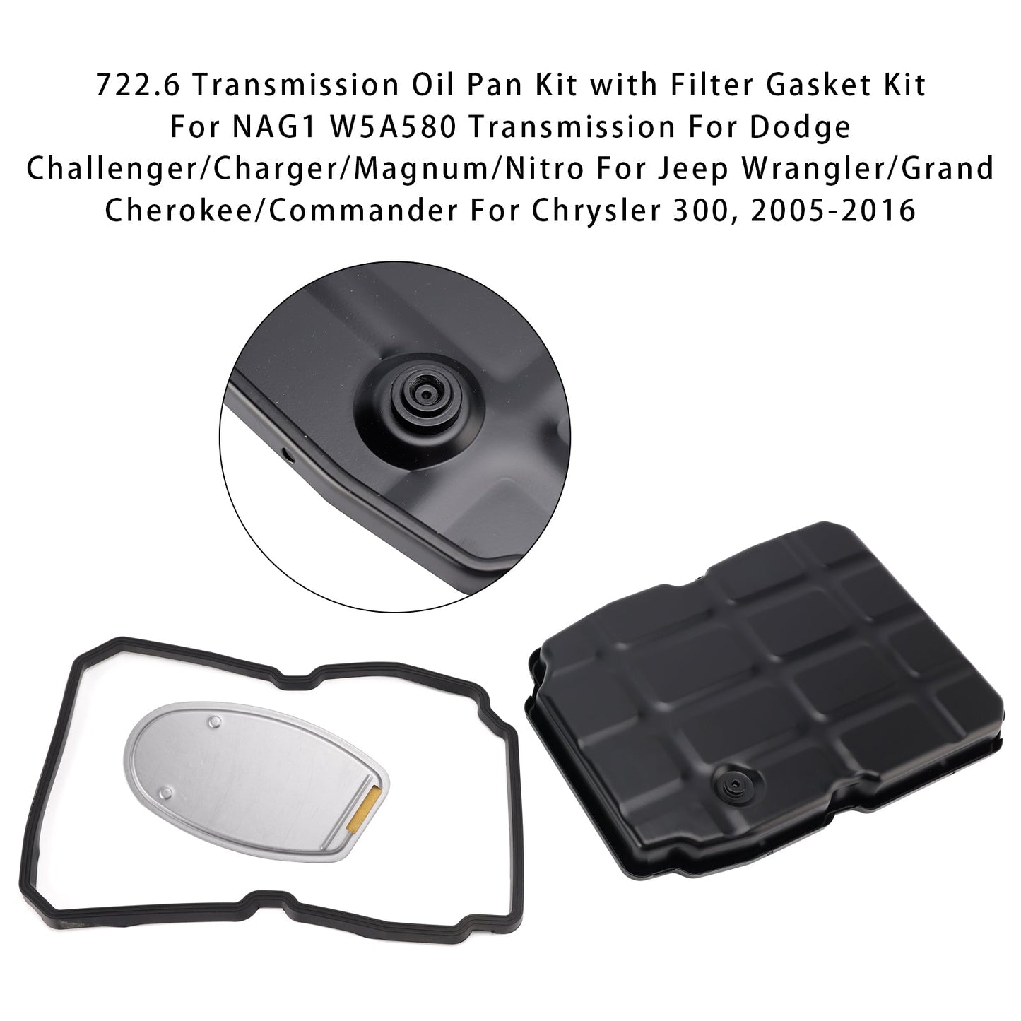 Kit coppa olio con filtro e guarnizione per trasmissione W5A580 722.6 per Jeep Commander 2006-2010, anni 2006-2010, codice 5073878AA.