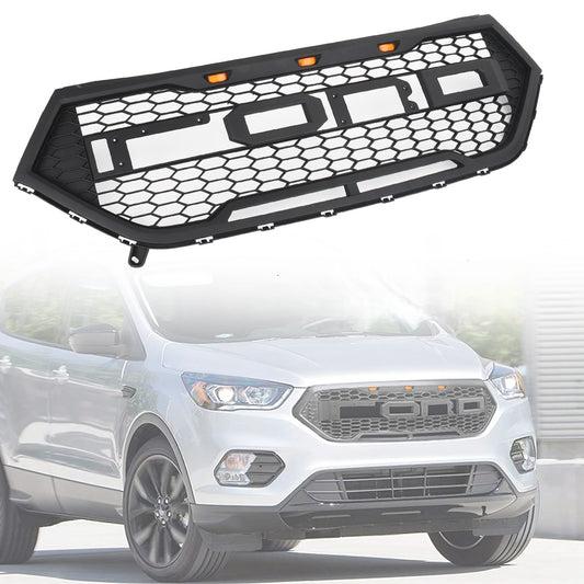 15-18 Ford Edge Black Raptor Style griglia paraurti anteriore griglia superiore + luci LED ambra