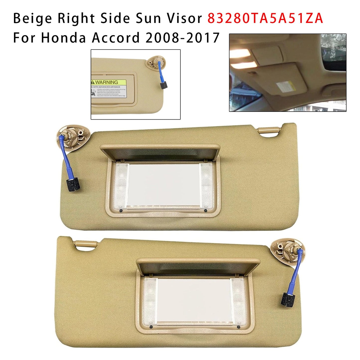 Coppia di alette parasole beige per Honda Accord 2008-2017 83280TA5A51ZA