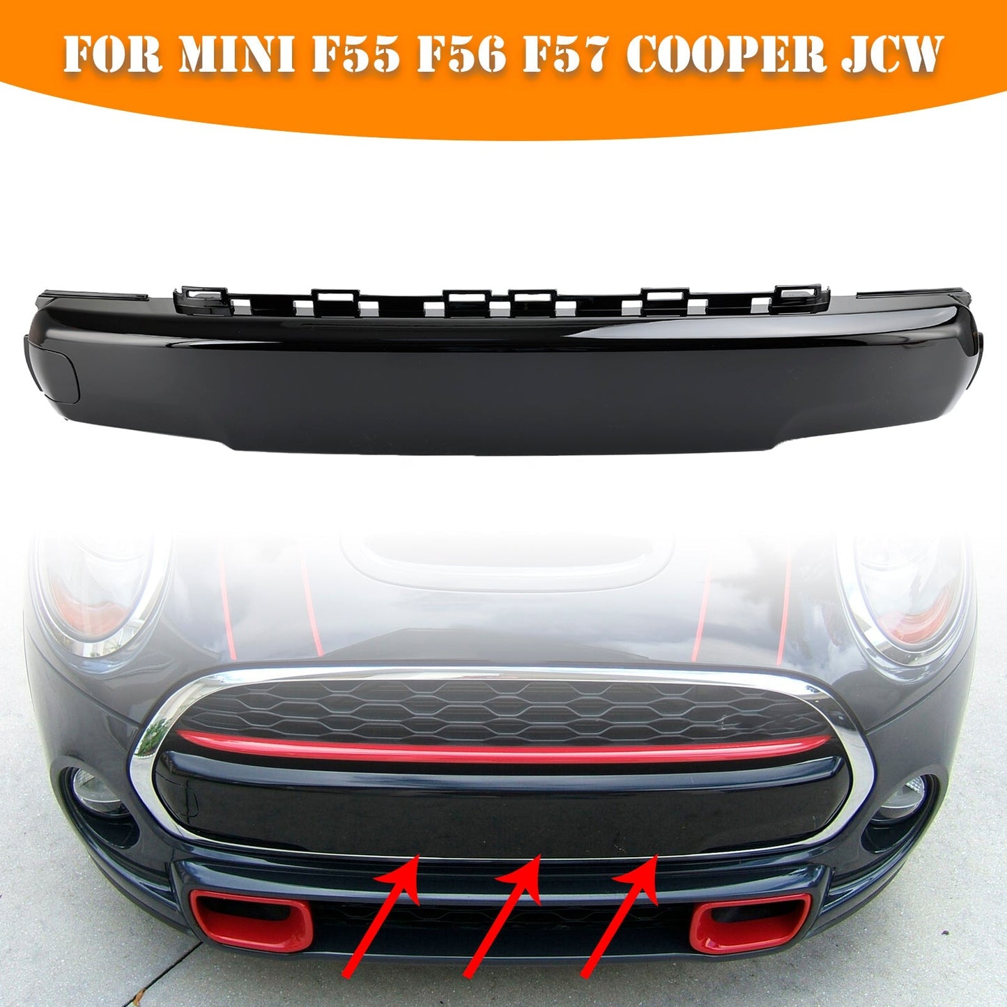 51117337791 Copri targa anteriore nero lucido Per MINI  Cabrio F57 Cooper S 11/14-12/21