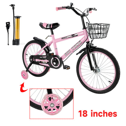 18 pollici di bici da bici per bambini sedile regolabile in bicicletta con ruote ausiliarie