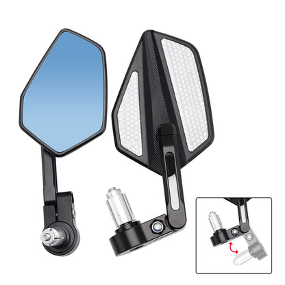 Set di specchietti retrovisori universali da 7/8"" in alluminio CNC neri per estremità del manubrio
