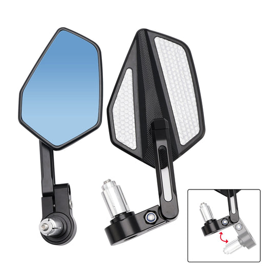 Set di specchietti retrovisori universali da 7/8"" in alluminio CNC neri per estremità del manubrio