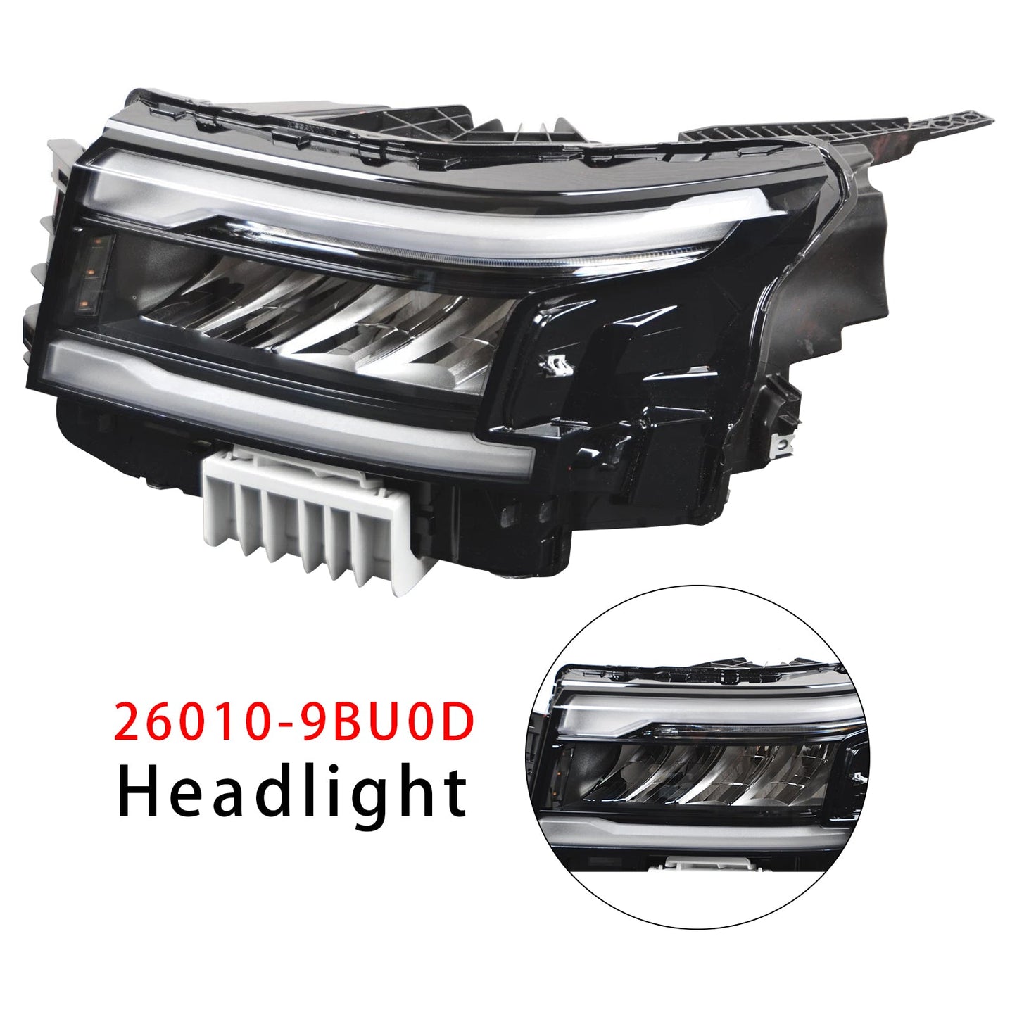 Faro anteriore sinistro a LED con luci diurne (DRL) per Nissan Frontier 2022-2025, codice 26010-9BU0D
